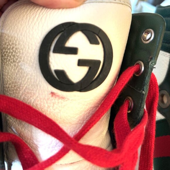 GUCCI Web Accent Mens shoes - Size 10 1/2 G  11 1/2 US- Hi Top Sneakers Preworn - Picture 14 of 15